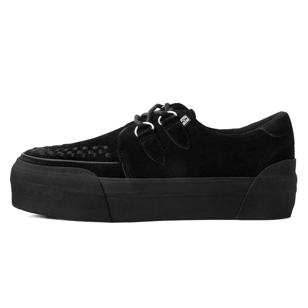 TUK Shoes Creeper Sneaker Stacked Black Suede