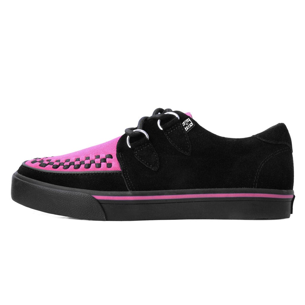 TUK Shoes Creeper Sneaker Neon Pink & Black Suede