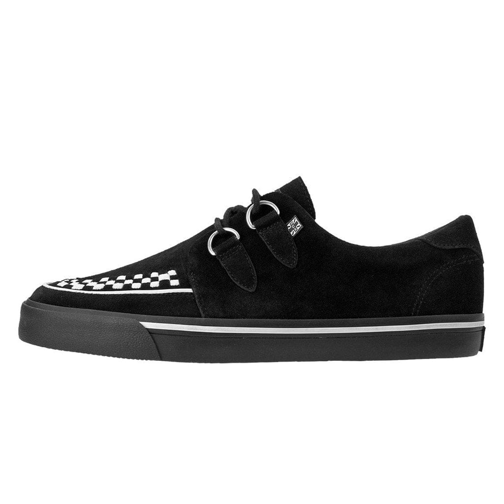 TUK Shoes Creeper Sneaker Black Suede & White Interlace
