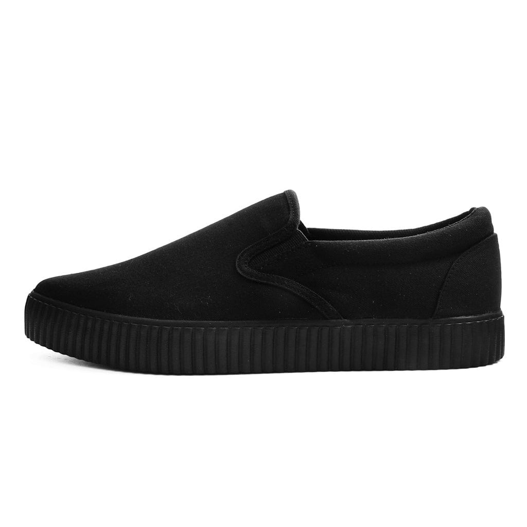 TUK Shoes Pointed Creeper Sneaker Slip-On Black Canvas