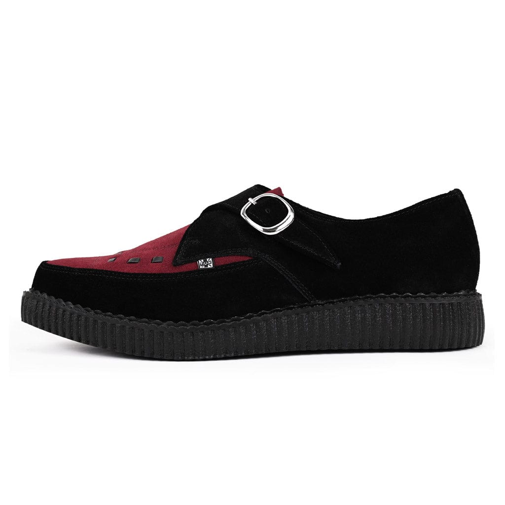 TUK Shoes Pointed Creeper Black & Burgundy Suede