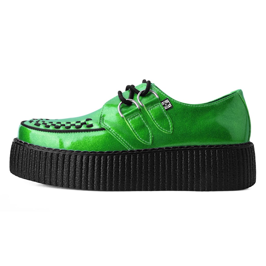 TUK Shoes Viva High Creeper Vegan Lime Green Glitter Sparkle