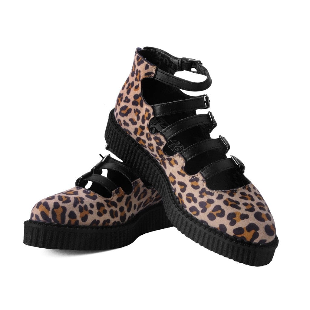 TUK Shoes Ballet Creeper Multi-Strap Leopard Vegan Suede