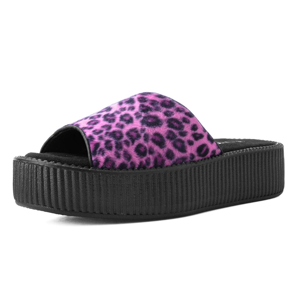 TUK Shoes Viva Mondo Slide Sandal Pink Leopard Fur