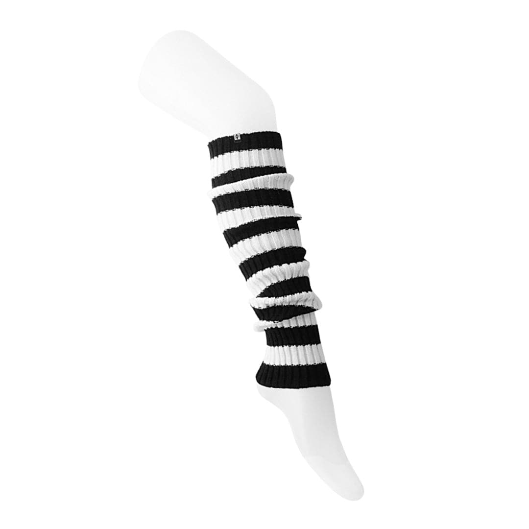 TUK Shoes Leg Warmers Black & White Stripe