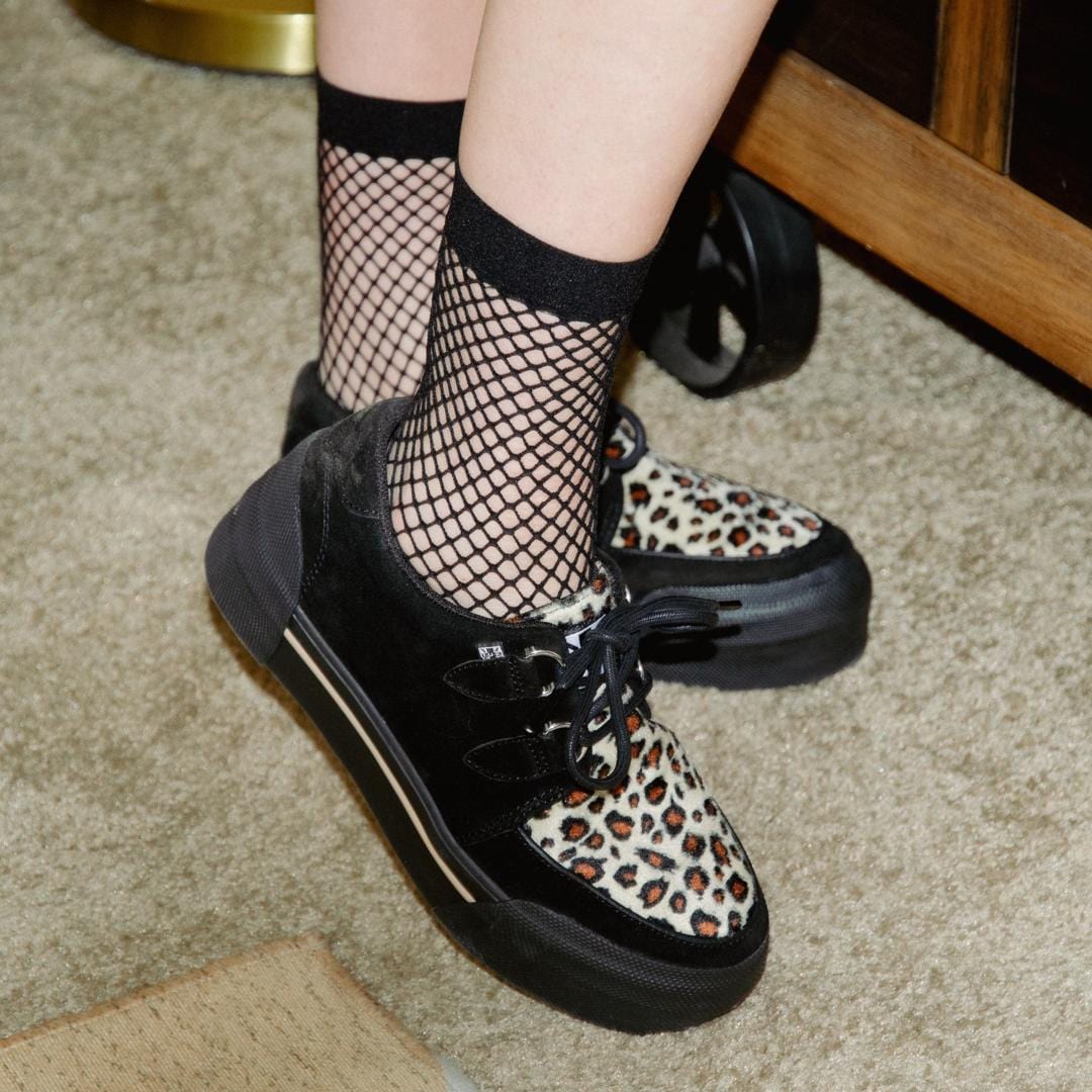 TUK Shoes Creeper Sneaker Stacked Leopard Suede