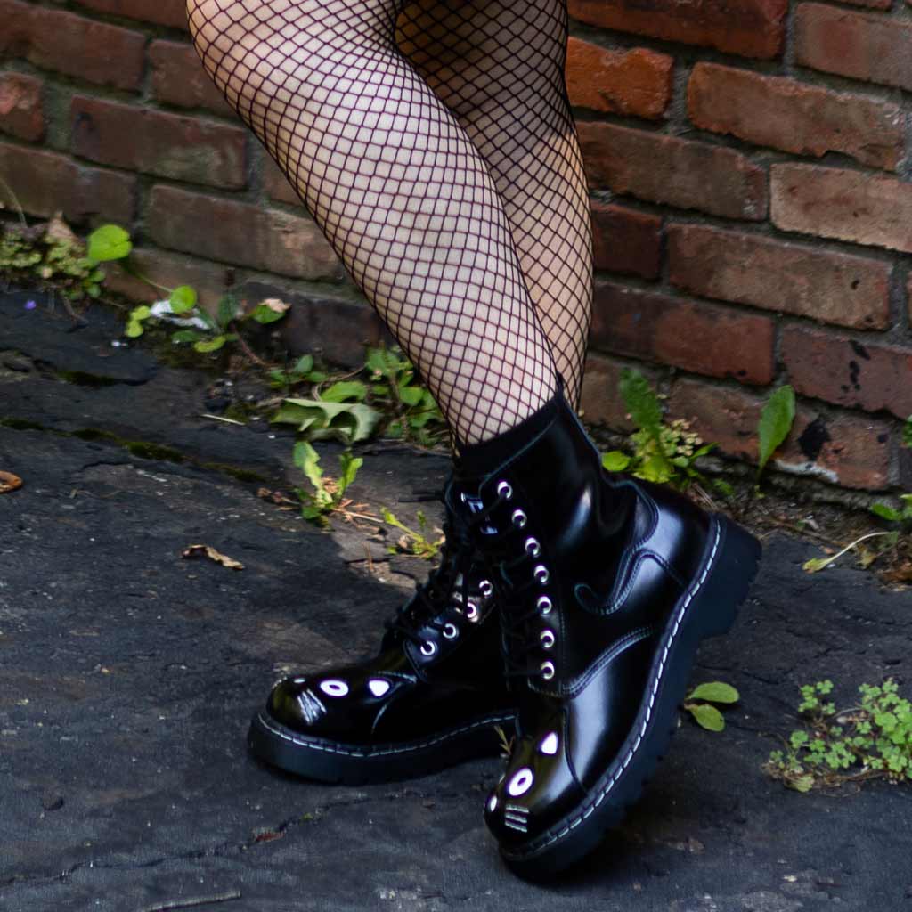 Kitty Combat Boot Black Leather – Shoes