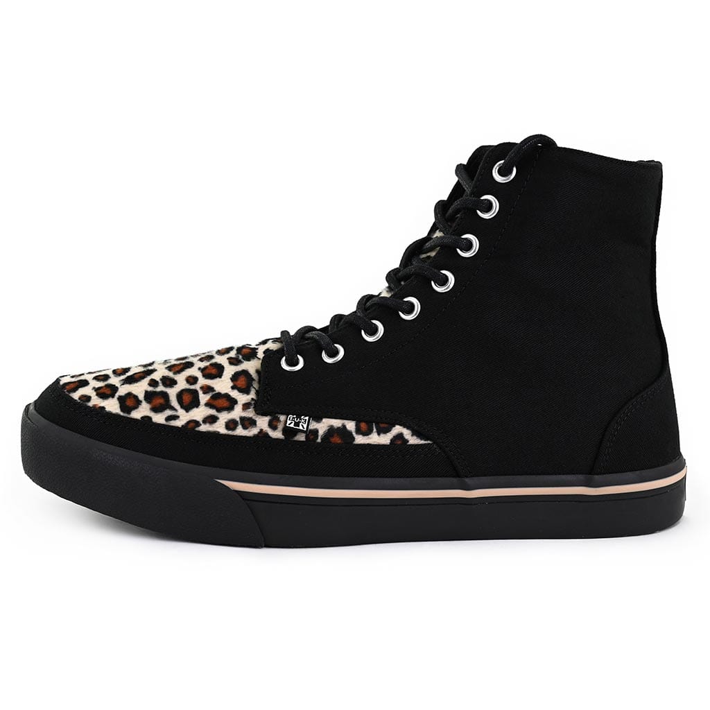 Creeper Sneaker Hi Top Black/Leopard Canvas Shoes