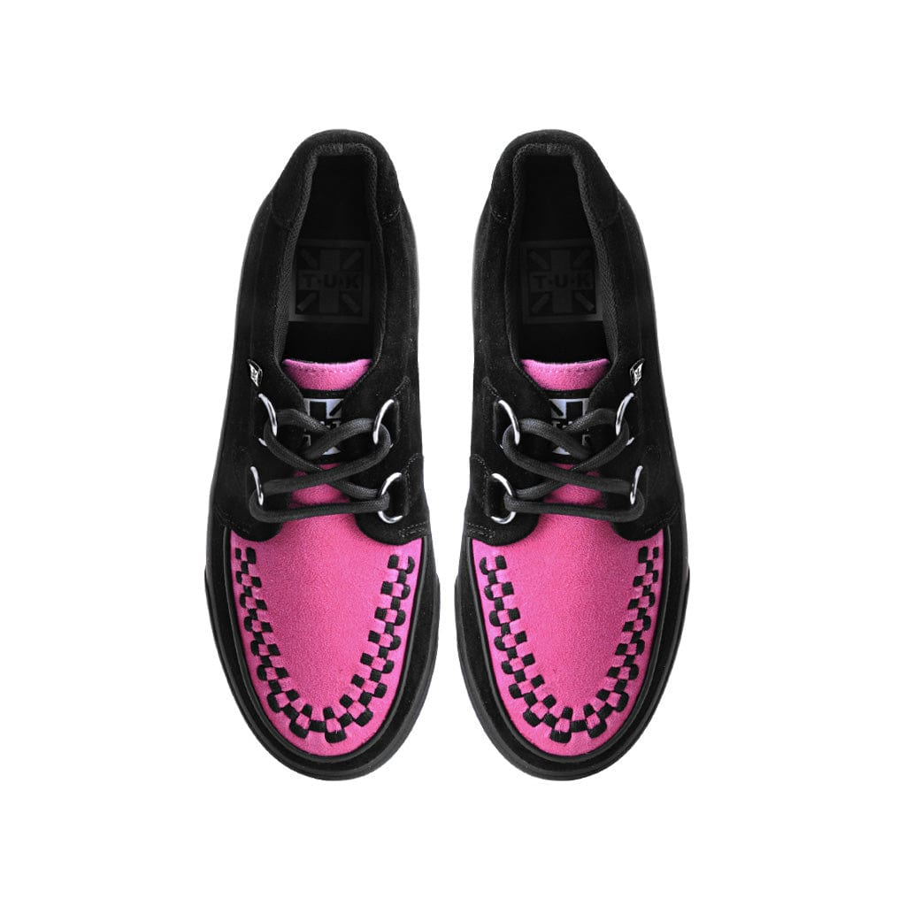 TUK Shoes Creeper Sneaker Neon Pink & Black Suede