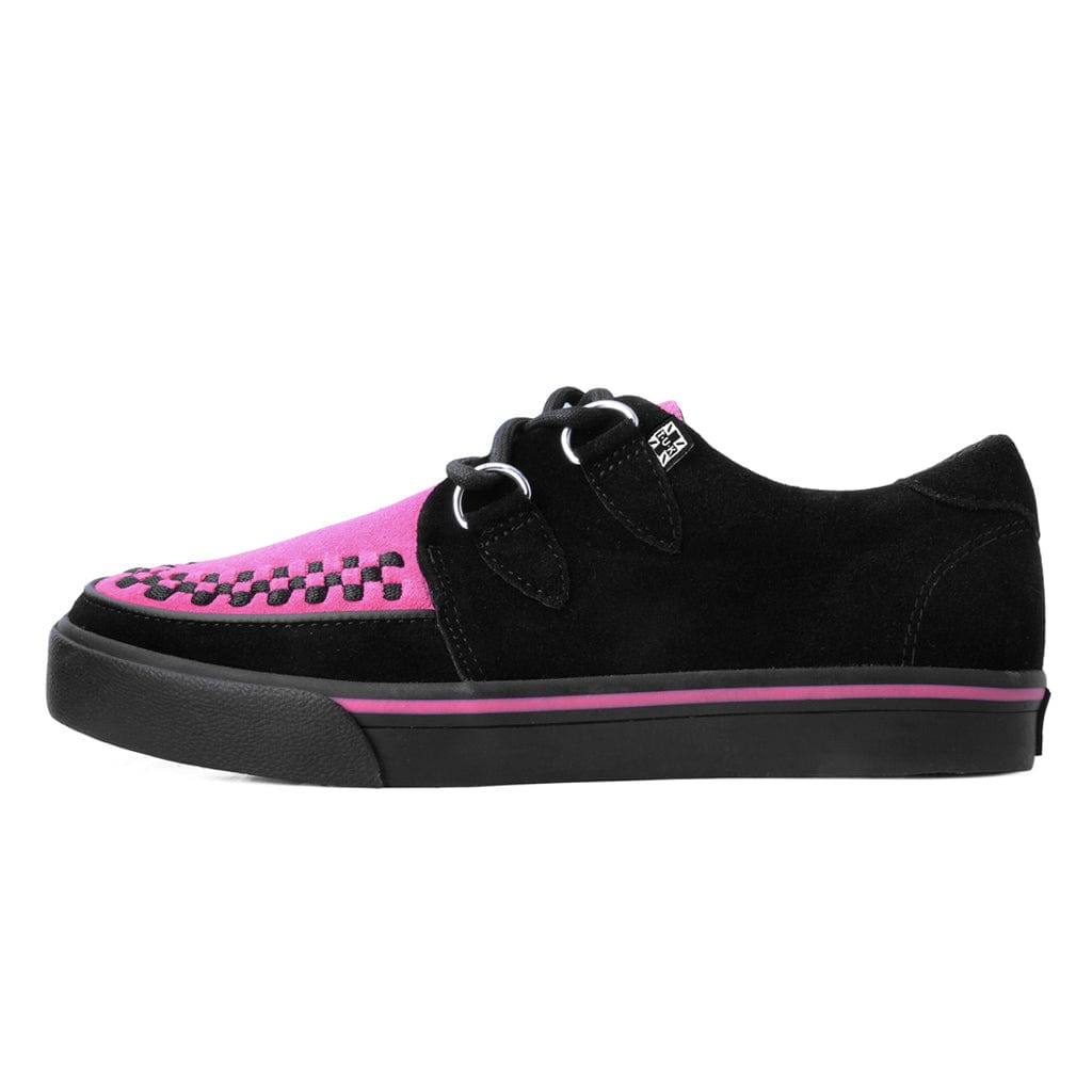 TUK Shoes Creeper Sneaker Neon Pink & Black Suede