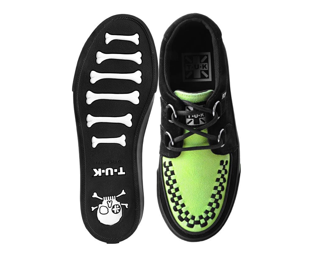 TUK Shoes Creeper Sneaker Lime Green & Black Suede
