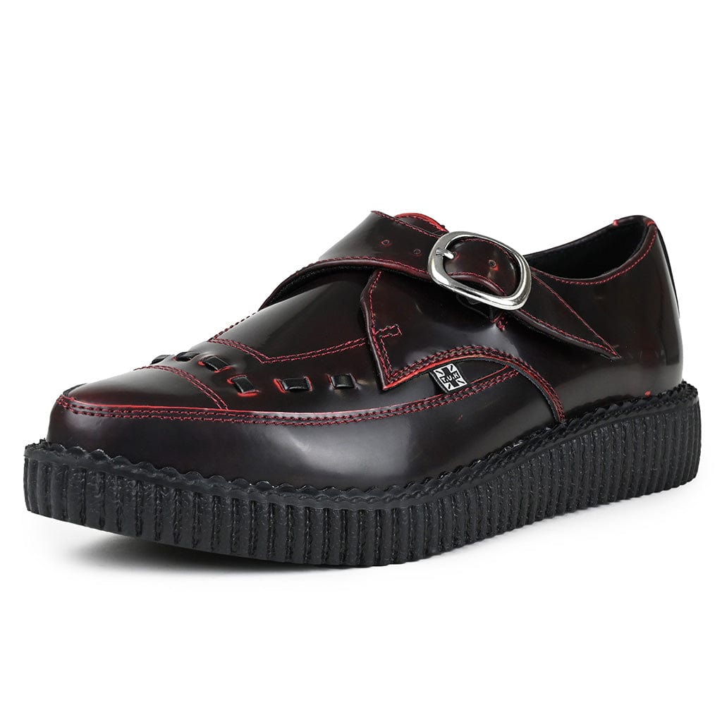 TUK Shoes Pointed Creeper Burgundy Rub Off Leather