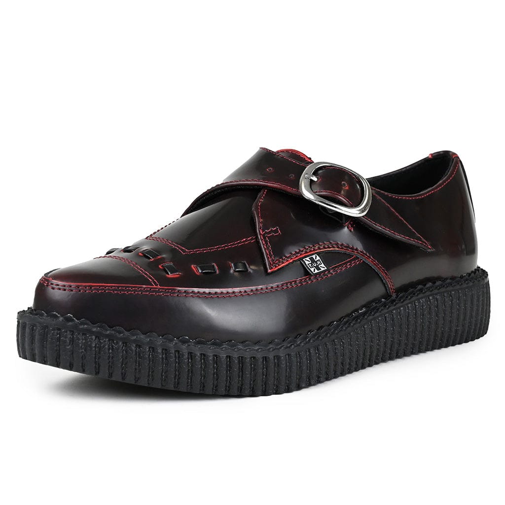 TUK Shoes Pointed Creeper Burgundy Rub Off Leather