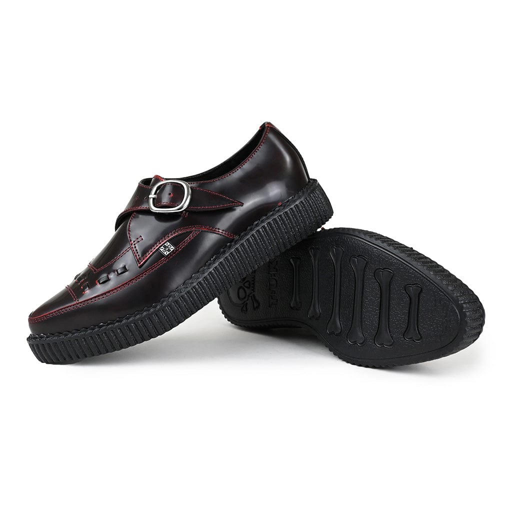 TUK Shoes Pointed Creeper Burgundy Rub Off Leather