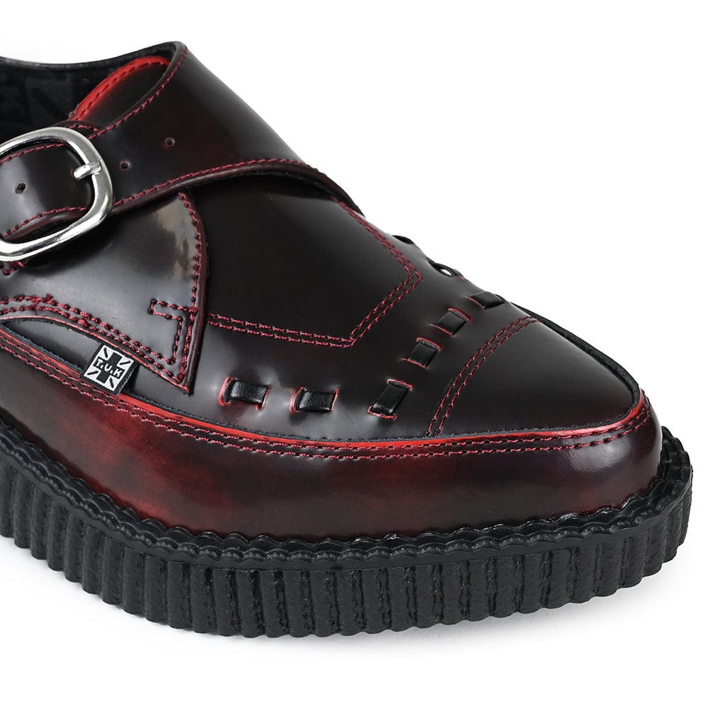 TUK Shoes Pointed Creeper Burgundy Rub Off Leather