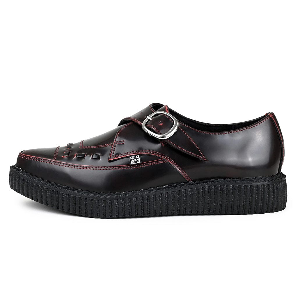 TUK Shoes Pointed Creeper Burgundy Rub Off Leather