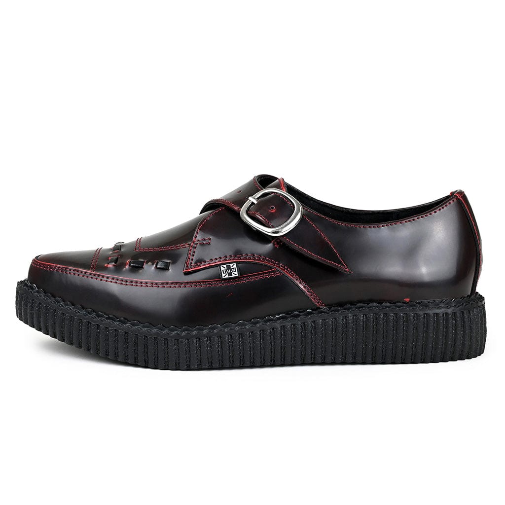 TUK Shoes Pointed Creeper Burgundy Rub Off Leather