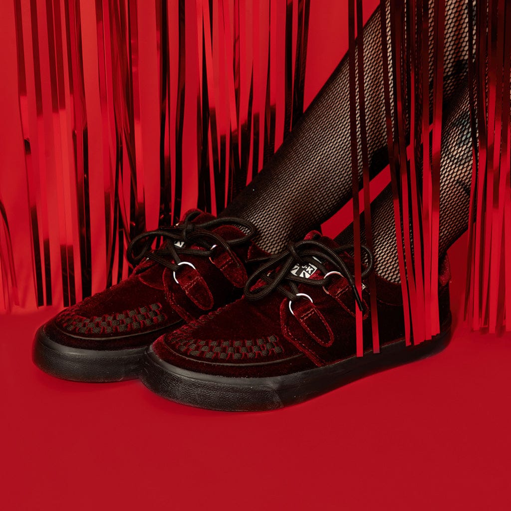 TUK Shoes Creeper Sneaker Burgundy Velvet