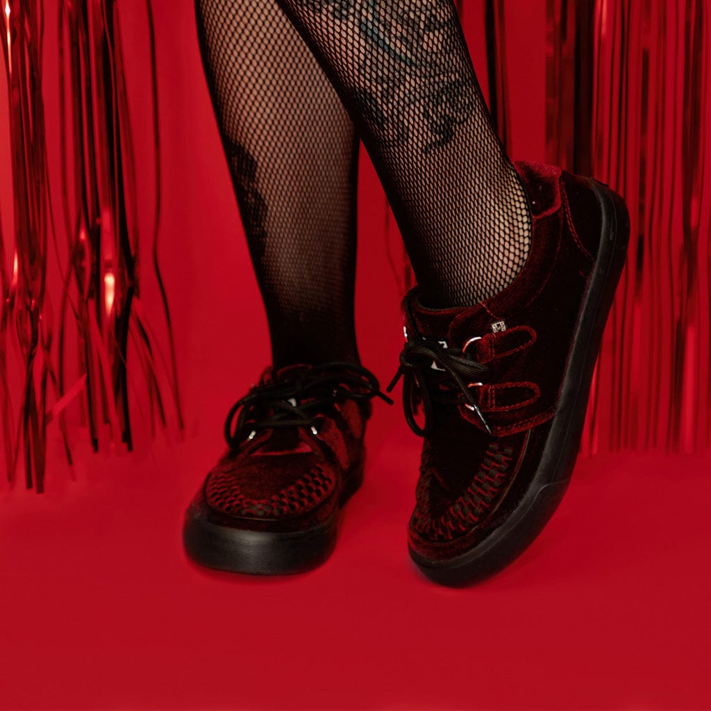 TUK Shoes Creeper Sneaker Burgundy Velvet