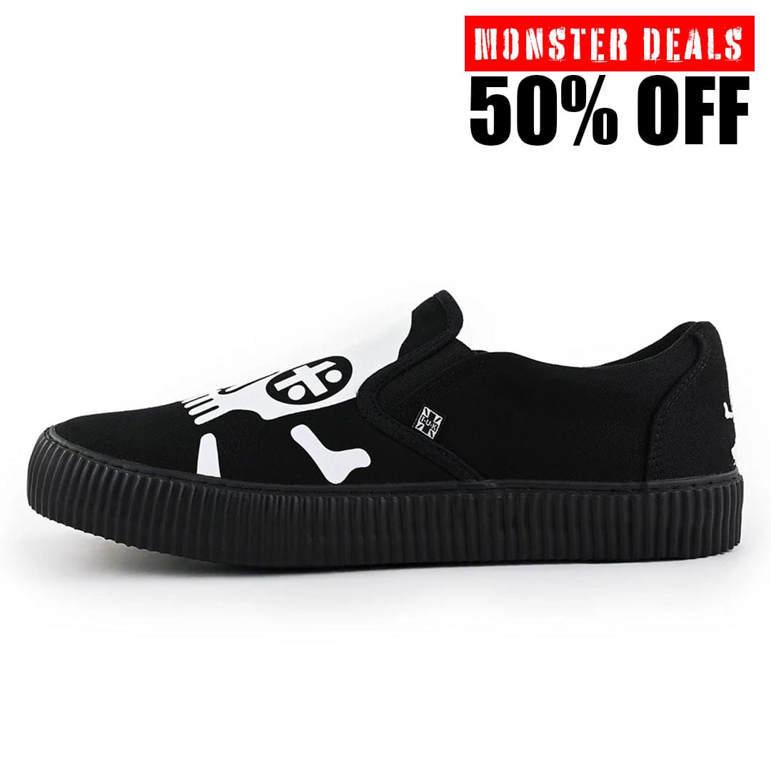 TUK Shoes Ribbed Sole Sneaker Slip On Black/White