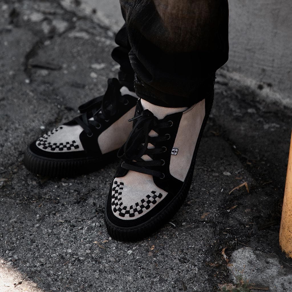 TUK Shoes Ribbed Sole Sneaker Taupe & Black Suede