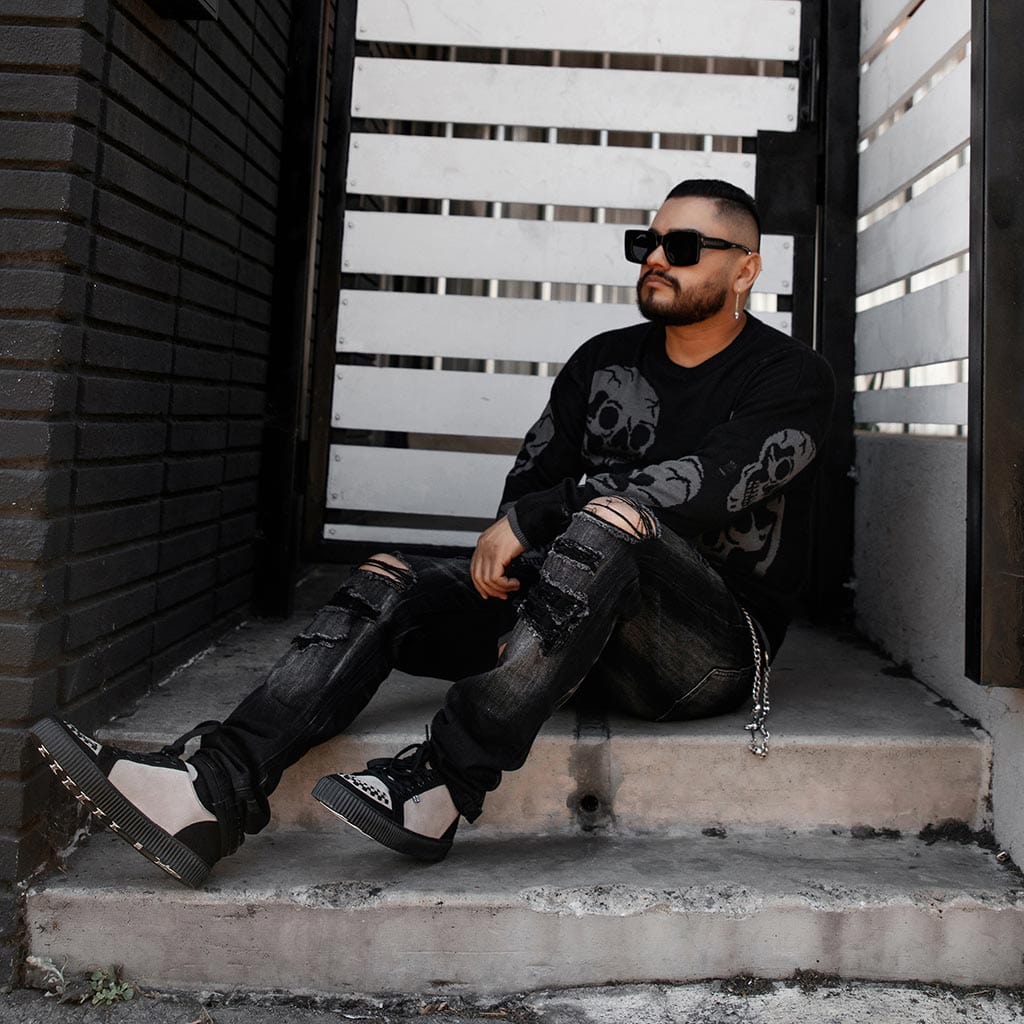 TUK Shoes Ribbed Sole Sneaker Taupe & Black Suede