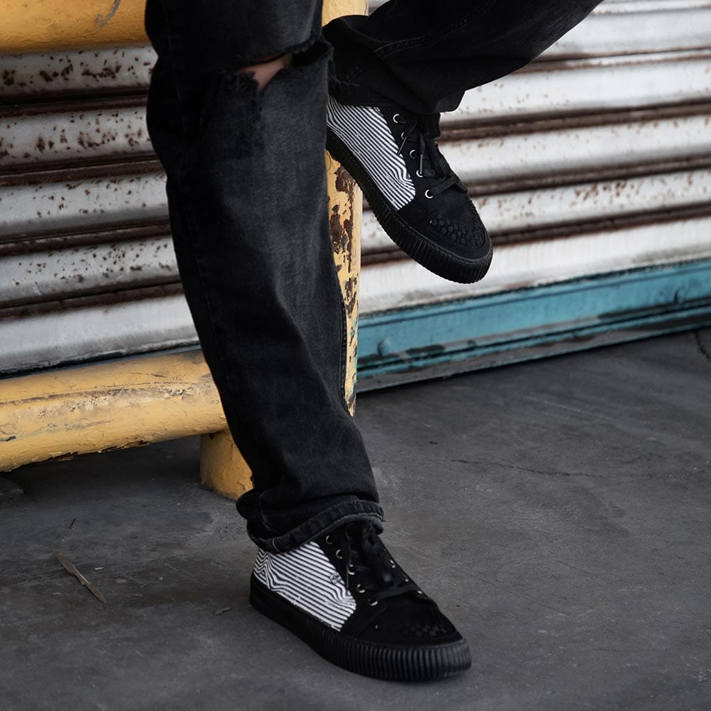 TUK Shoes Ribbed Sole Sneaker Black & White Canvas