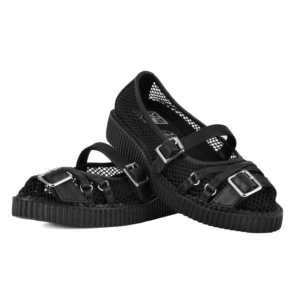 TUK Shoes Pointed Mary Jane Creeper Black Vegan Lace