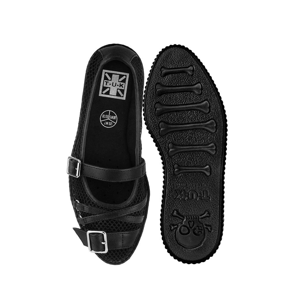 TUK Shoes Pointed Mary Jane Creeper Black Vegan Lace