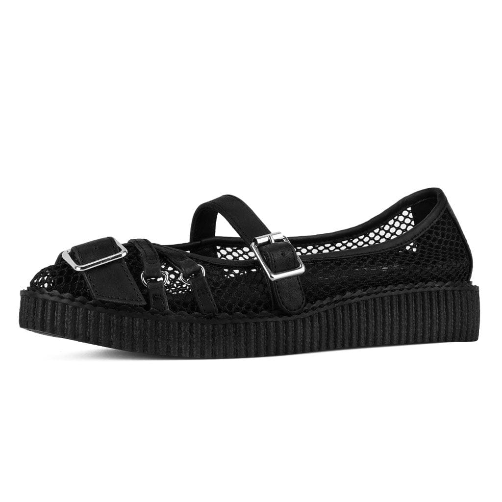 TUK Shoes Pointed Mary Jane Creeper Black Vegan Lace