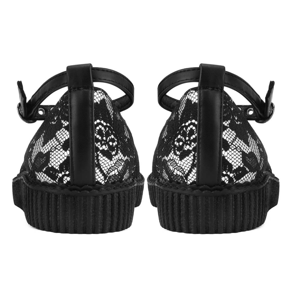 TUK Shoes Ballet Creeper Ankle Strap Black/White Lace