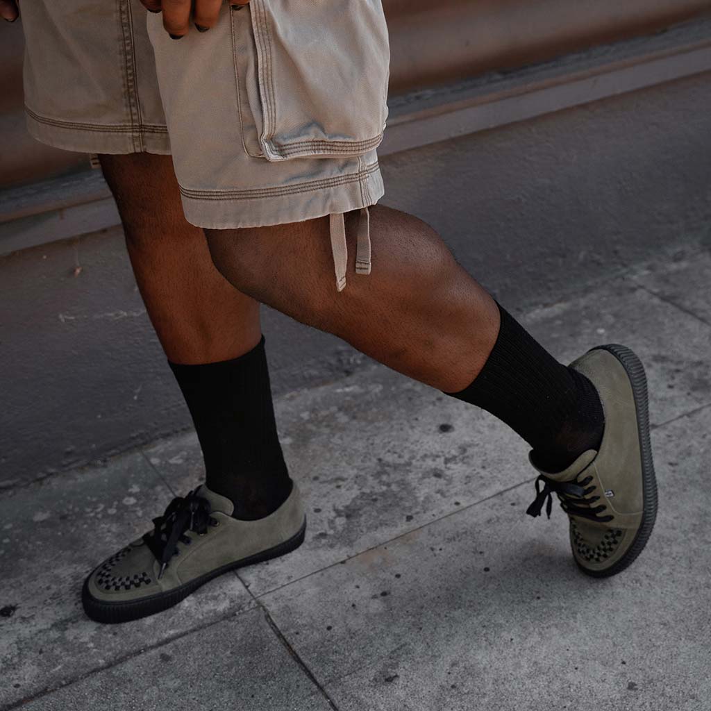 TUK Shoes Ribbed Sole Sneaker Olive Suede