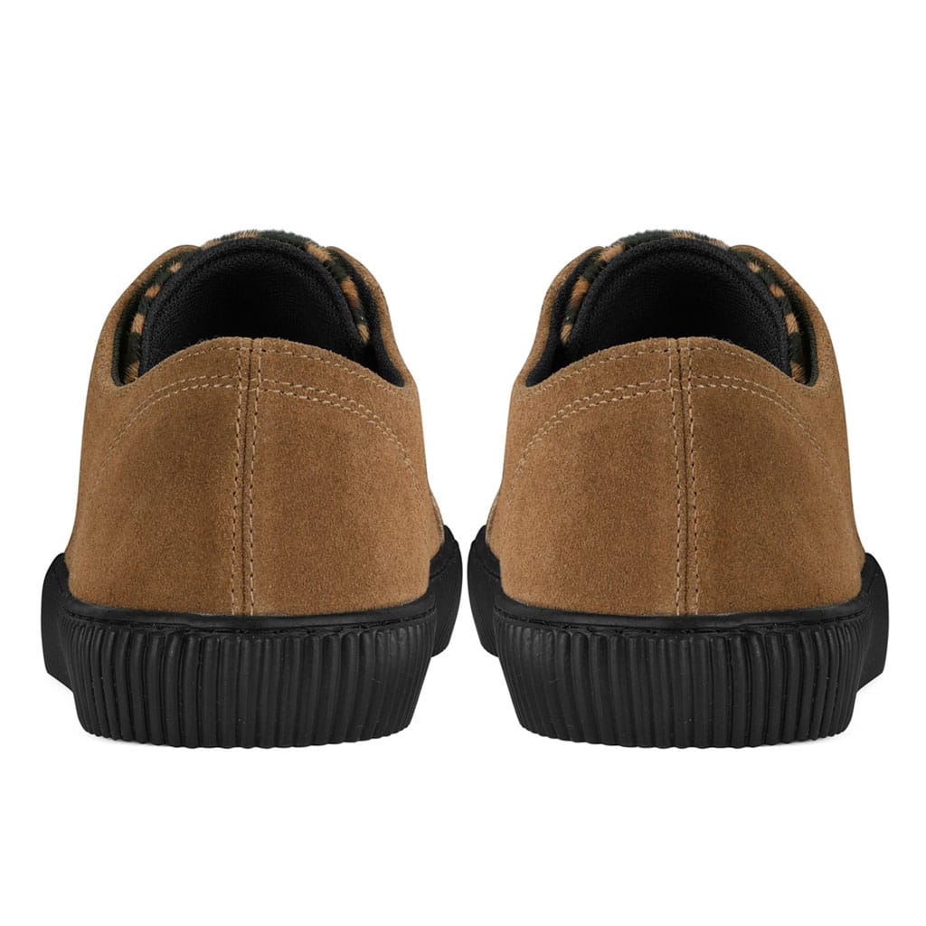 TUK Shoes Ribbed Sole Sneaker Tan Suede & Leopard Print