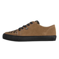 Ribbed Sole Sneaker Tan Suede & Leopard Print