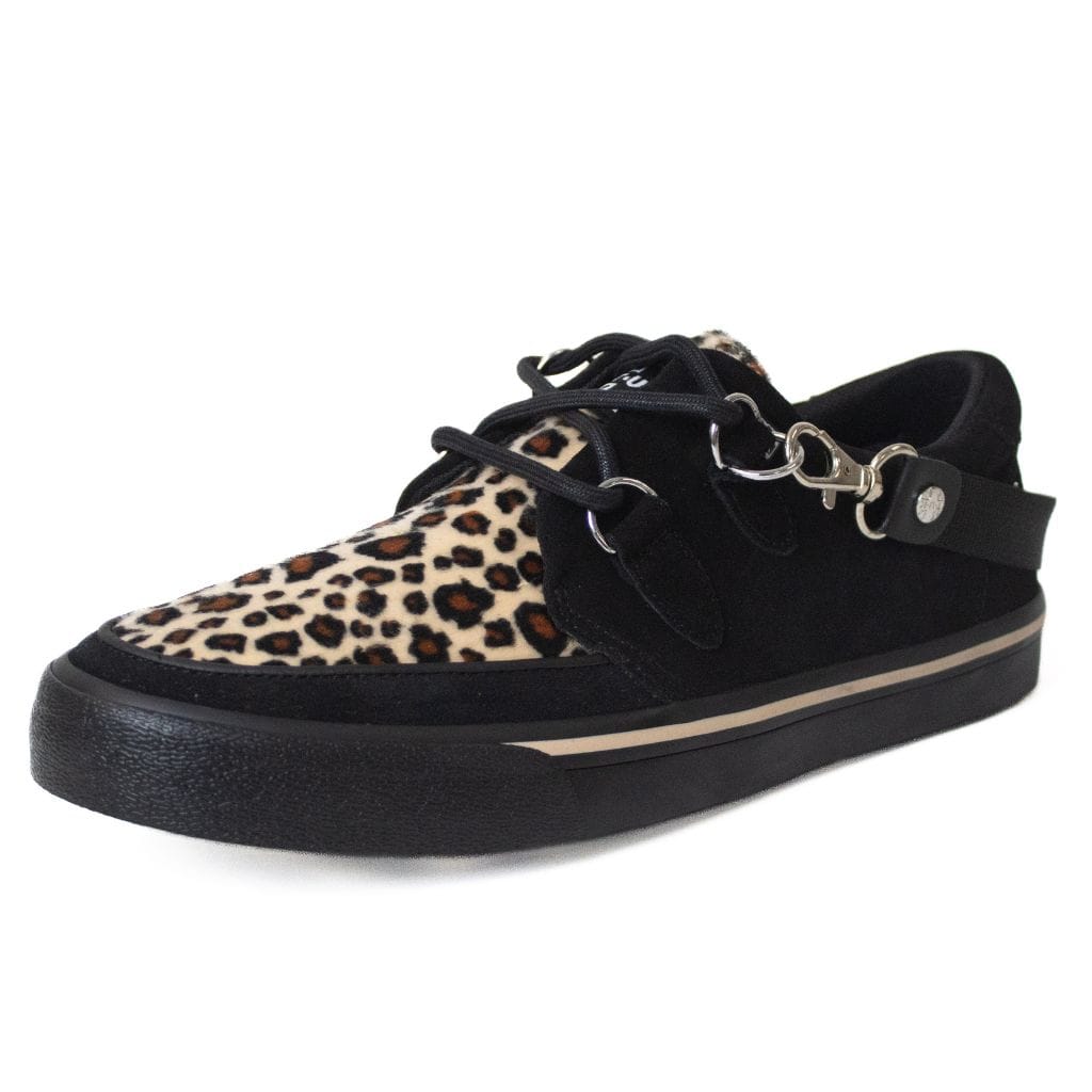 TUK Shoes Creeper Sneaker Black & Leopard Print with Strap