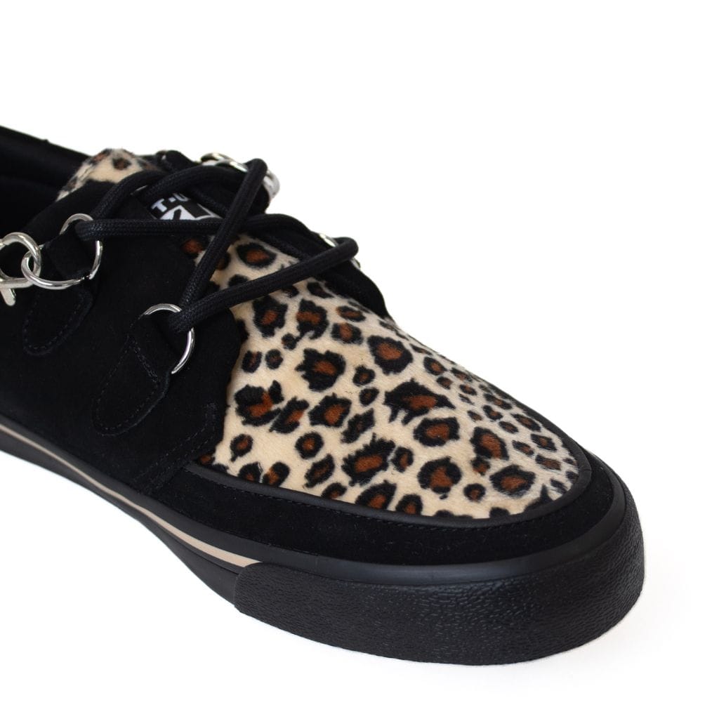 TUK Shoes Creeper Sneaker Black & Leopard Print with Strap
