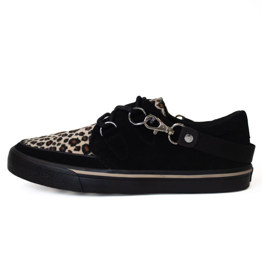 TUK Shoes Creeper Sneaker Black & Leopard Print with Strap