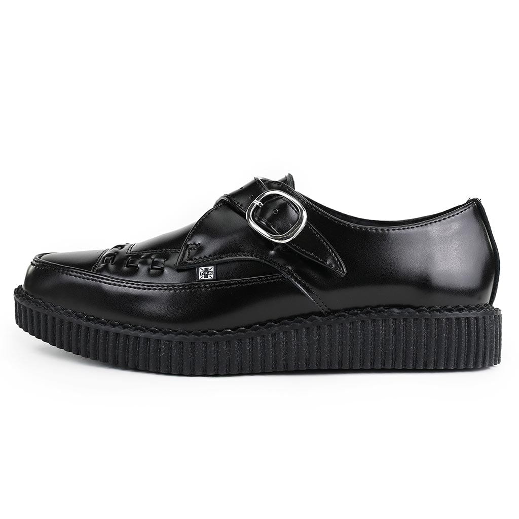 T.U.K Black Pu Suede Buckle Ezc Pointed Monk