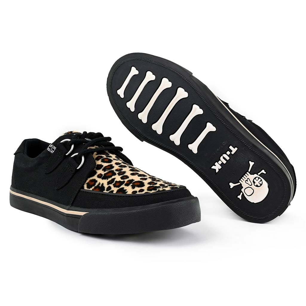 Creeper Sneaker Black Canvas Leopard Print - Main Image