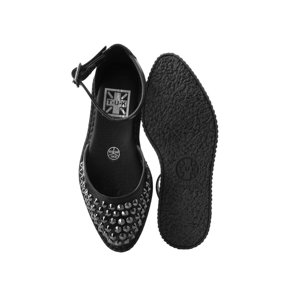 TUK Shoes Black TUKskin™ Pointed Stud Ballet Sandal