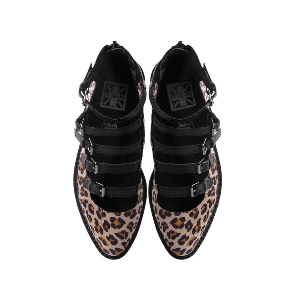 TUK Shoes Ballet Creeper Multi-Strap Leopard Vegan Suede