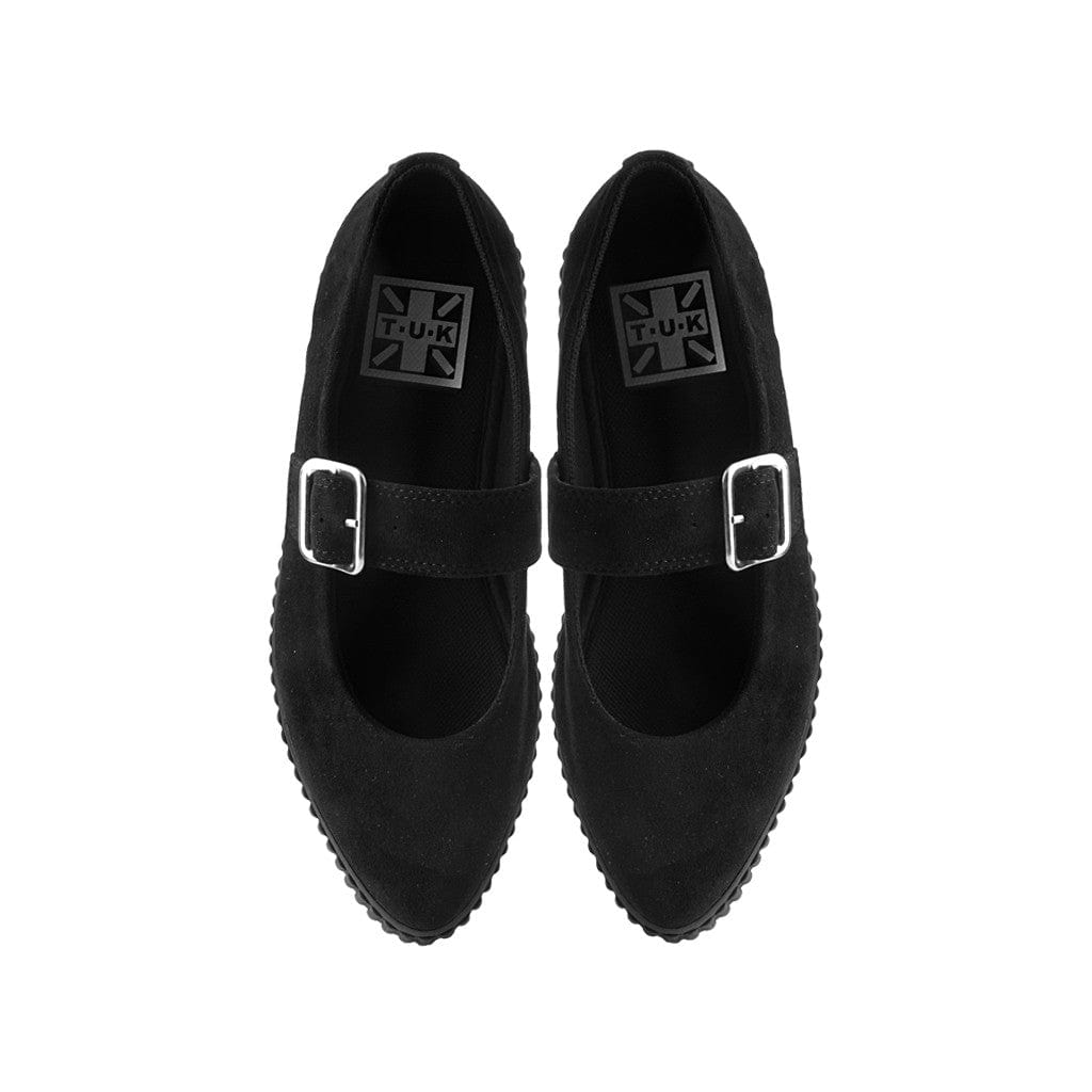TUK Shoes Pointed Mary Jane Sneaker Black Vegan Suede