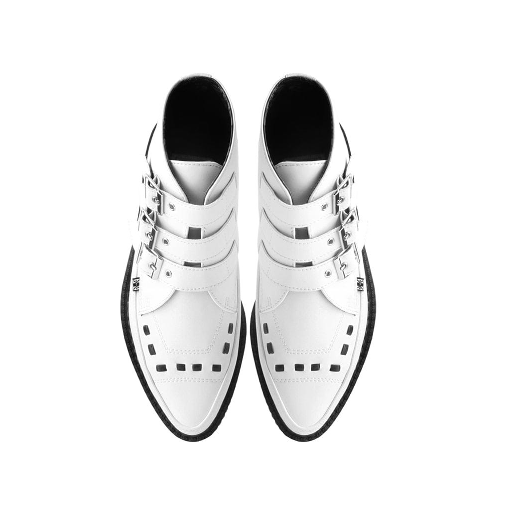 TUK Shoes Pointed Creeper 3-Buckle Boot White TUKskin