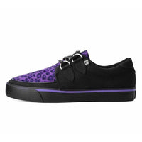 Creeper Sneaker Black Canvas & Purple Leopard Fur