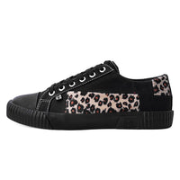 Rubber Toe Sneaker Black & Leopard Canvas