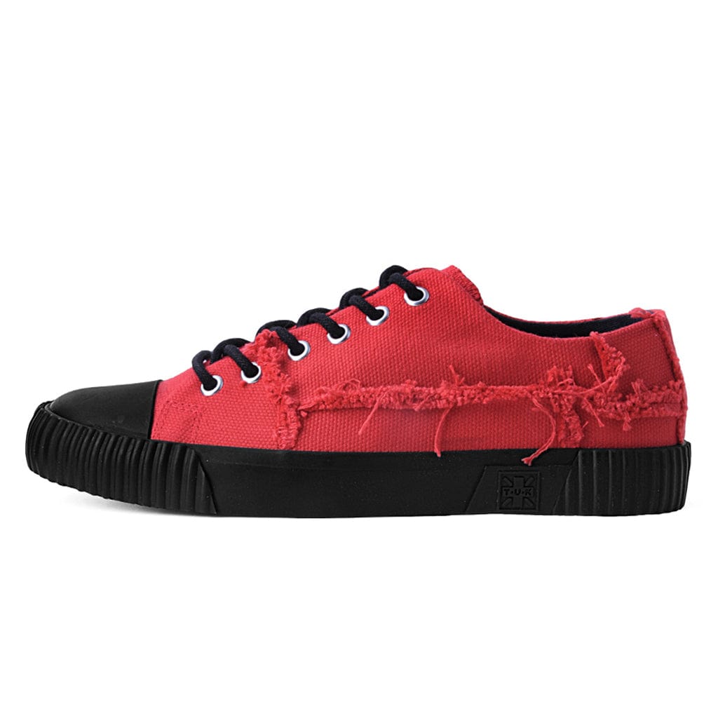 Rubber Toe Sneaker Low Cut Red Raw Canvas Creeper Sneaker