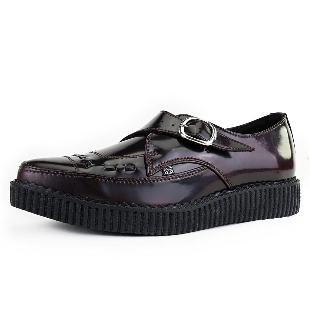 TUK Shoes Pointed Creeper Monk Buckle Burgundy TUKskin™