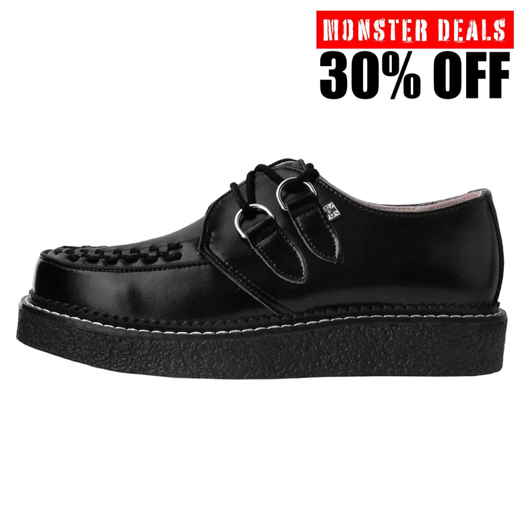 TUK Shoes 1970 Original Creeper Black Leather & White Stitch