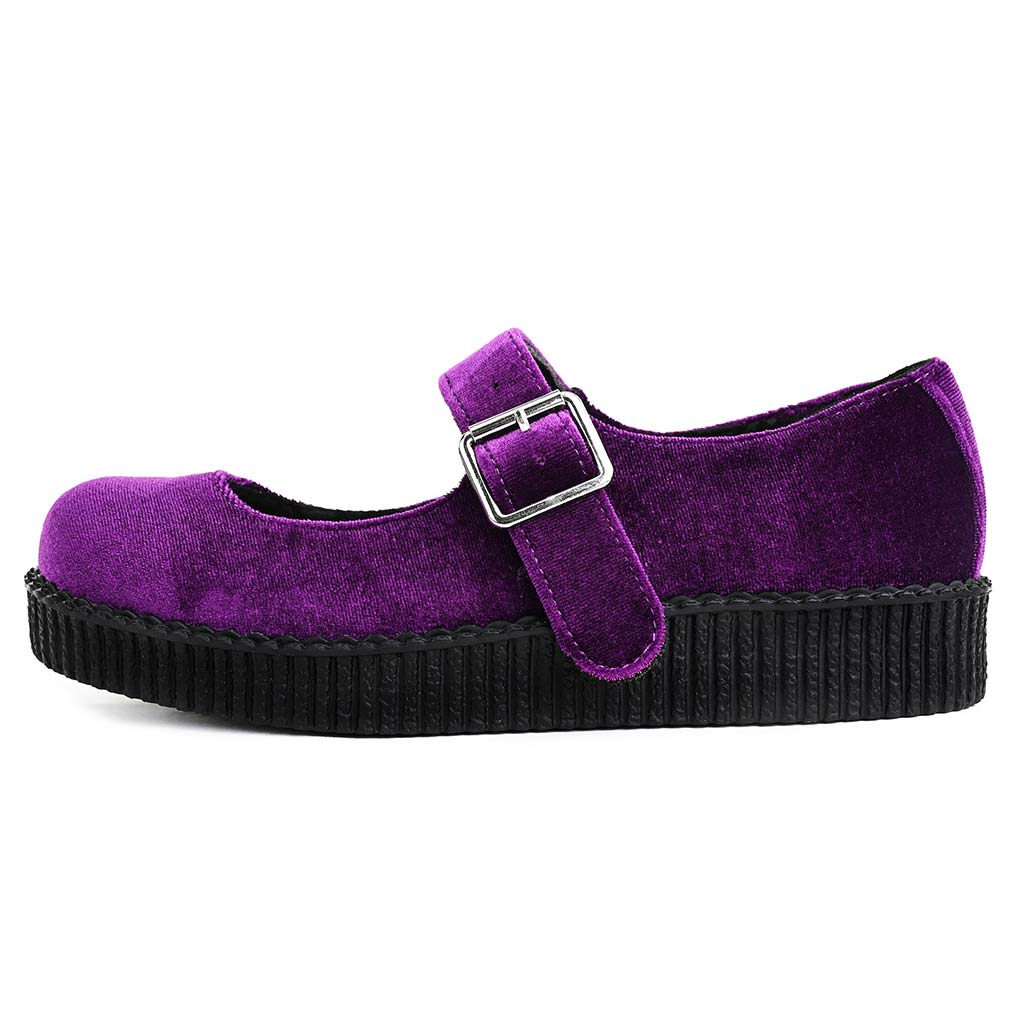 Purple Velvet Viva Mary Jane Shoes - Main Image