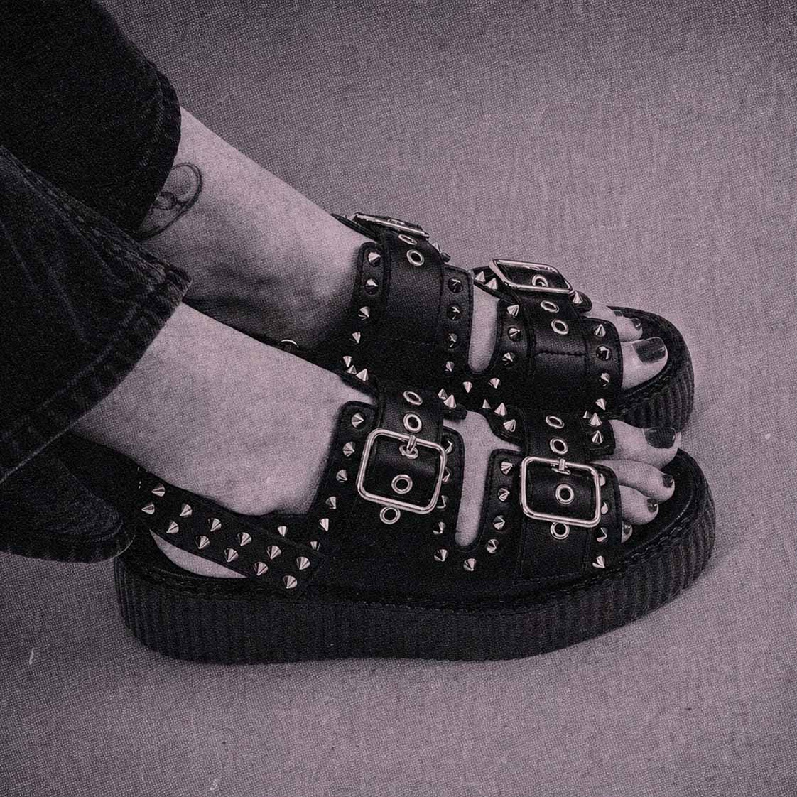 TUK Shoes Viva High Stud Sandal Black